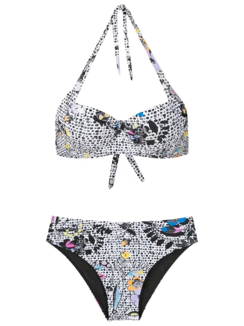 Amir Slama bikini con estampado floral y cuello halter