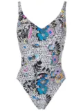 Amir Slama graphic-print scoop-back swimsuit - Multicolour