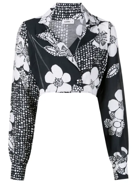 Amir Slama floral-print cropped shirt