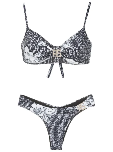 Amir Slama bikini fleuri à plaque logo