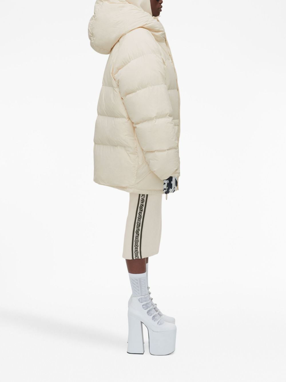 Shop Marc Jacobs Long Puffer Jacket In Neutrals