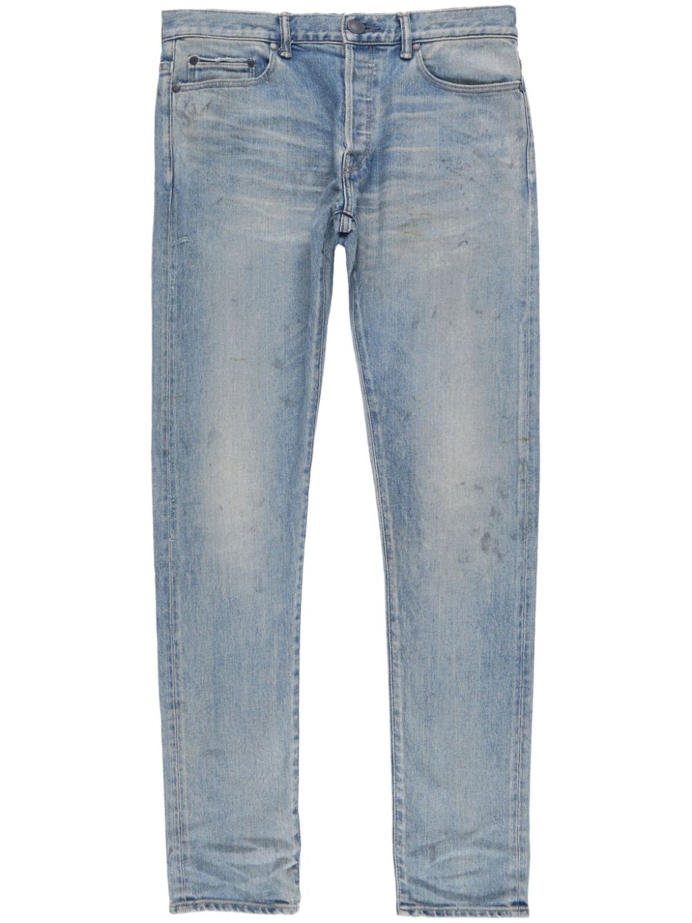 distressed-finish denim jeans