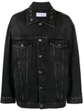 Off-White eyelet-detail drop-shoulder denim jacket - Black