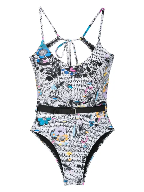 Amir Slama floral-print belted swimsuit