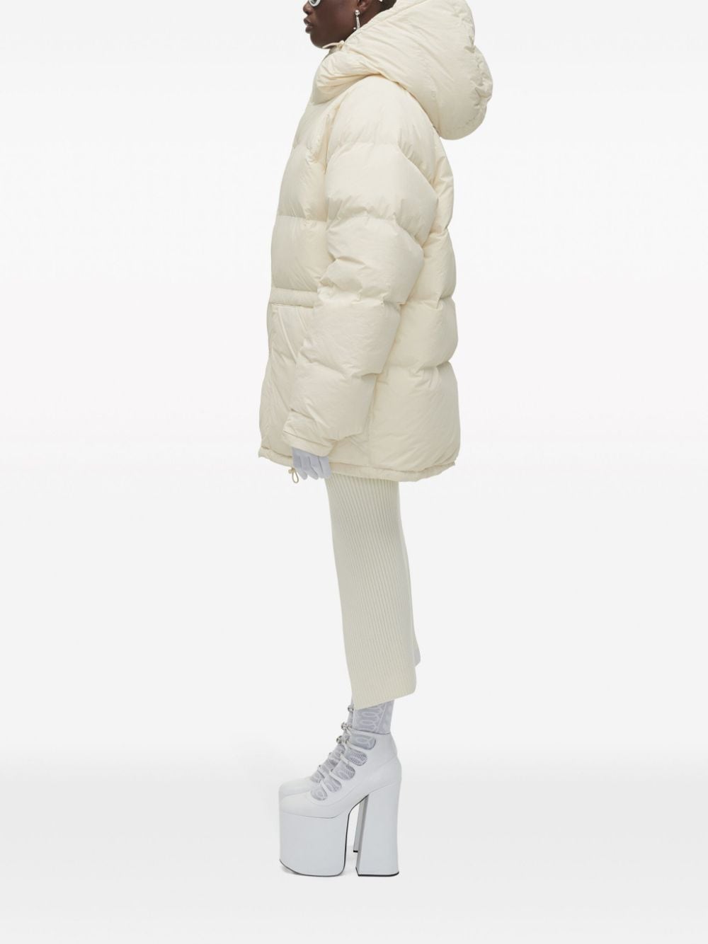 Shop Marc Jacobs Logo-appliqué Ribbed Midi Skirt In Neutrals