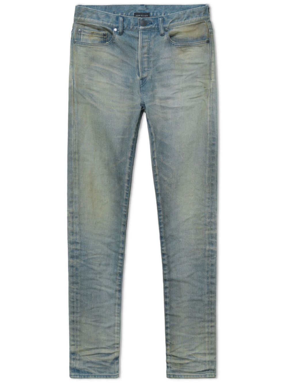 distressed-finish denim jeans