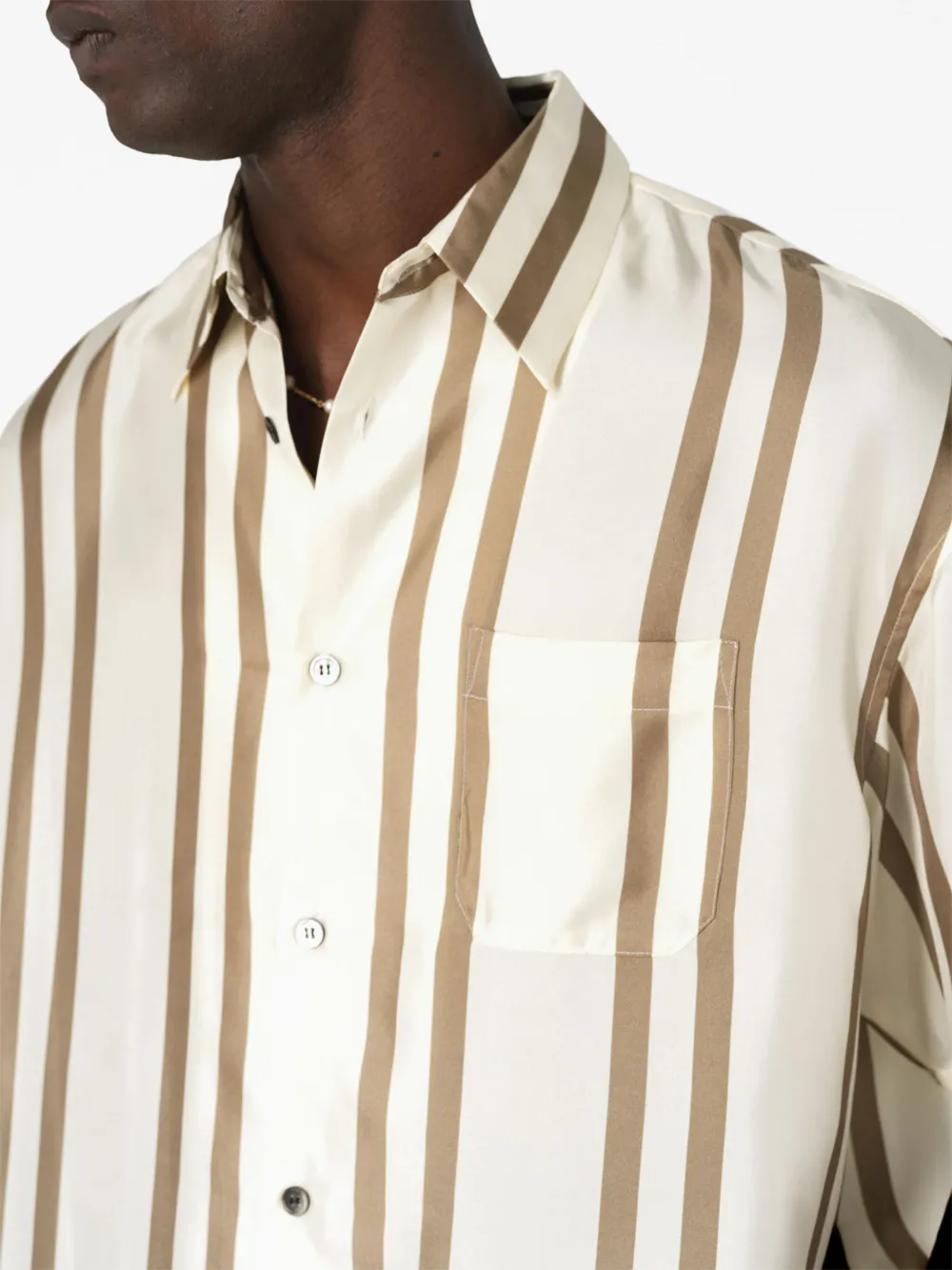 Stripe-Print Silk Shirt
