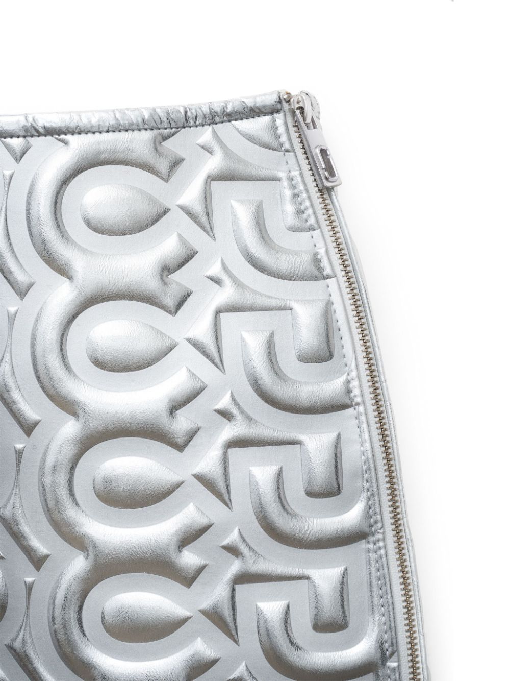 Shop Marc Jacobs Puffy Leather Miniskirt In Silver