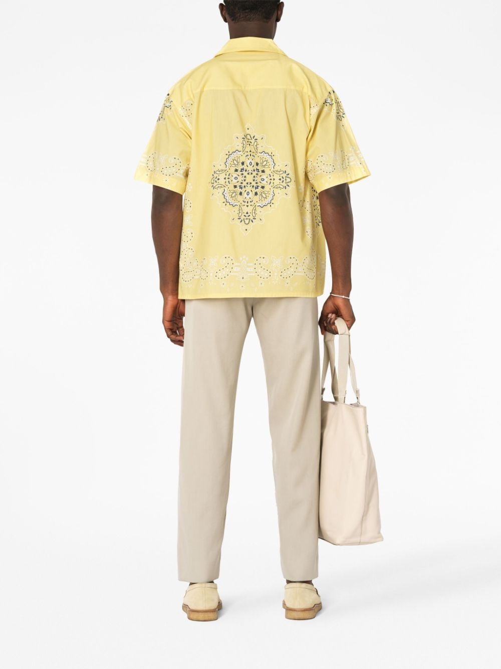 Shop John Elliott Camp Bandana-print Cotton-blend Shirt In Yellow