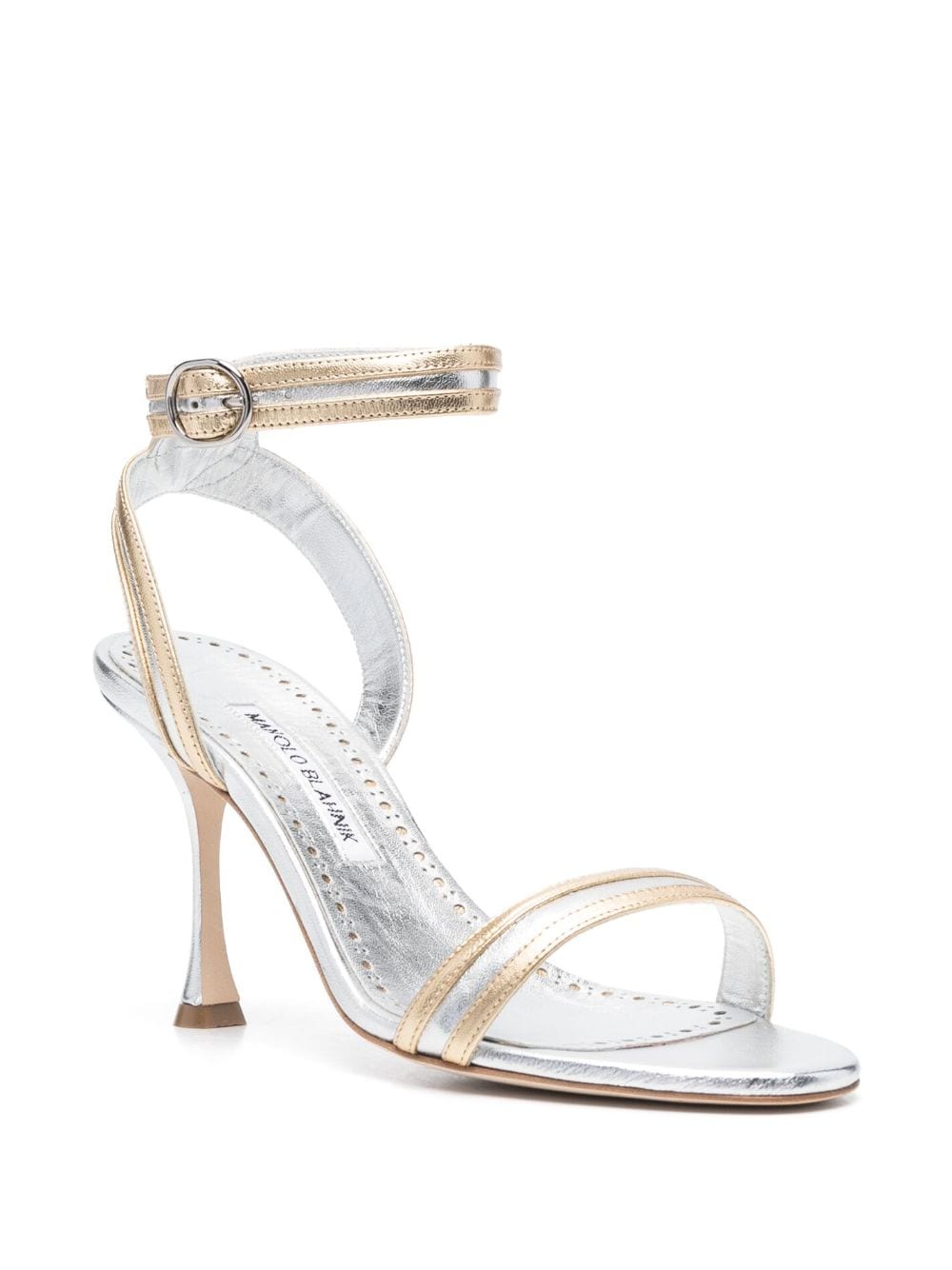 Manolo Blahnik Chongasa 90mm metallic leather sandals - Goud