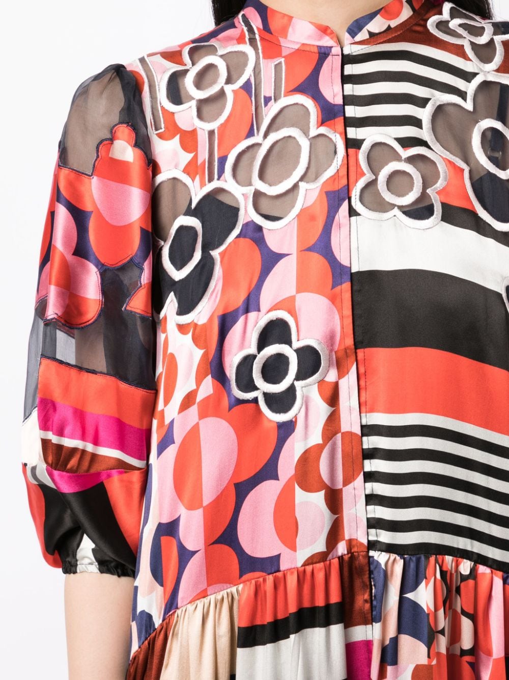 Shop Biyan Mix-print Satin Midi Dress In Multicolour