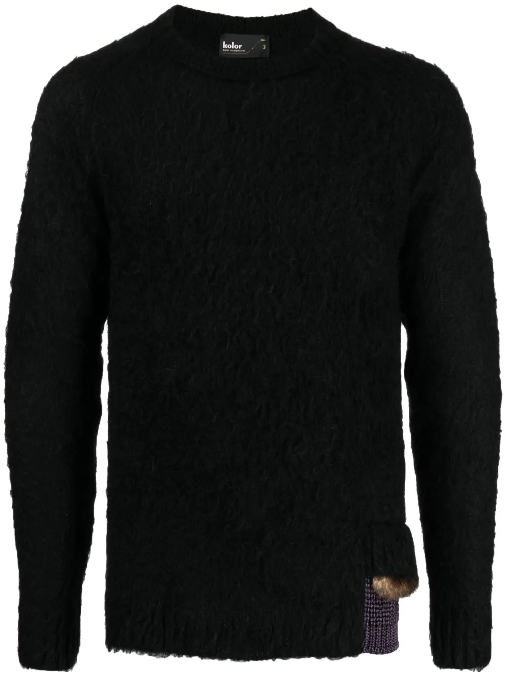 Kolor Contrasting-trim Crew-neck Jumper In Black