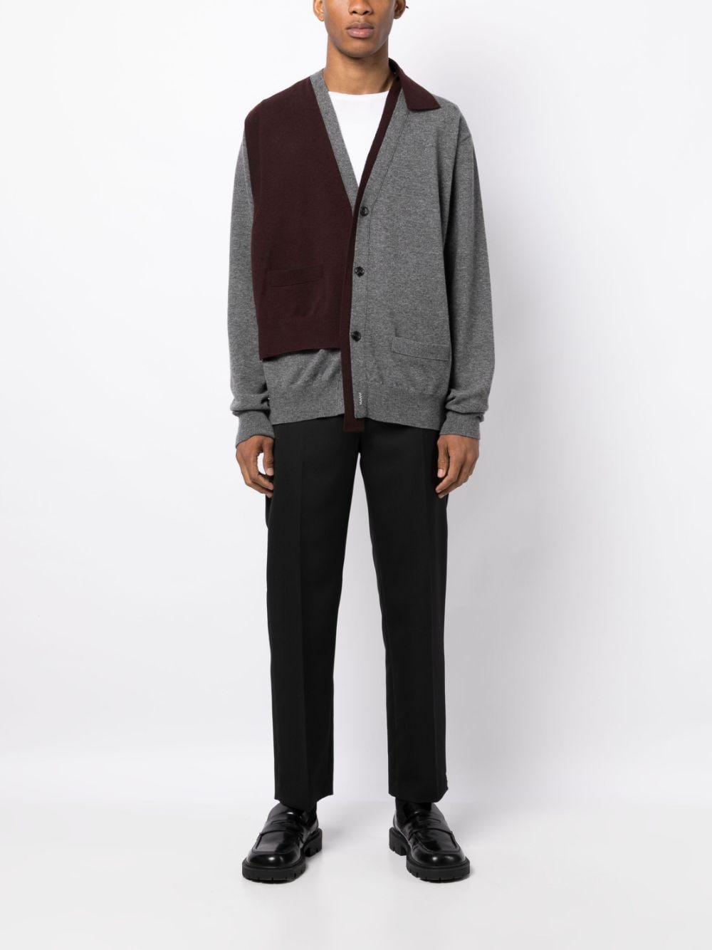 Kolor asymmetric wool cardigan - Rood