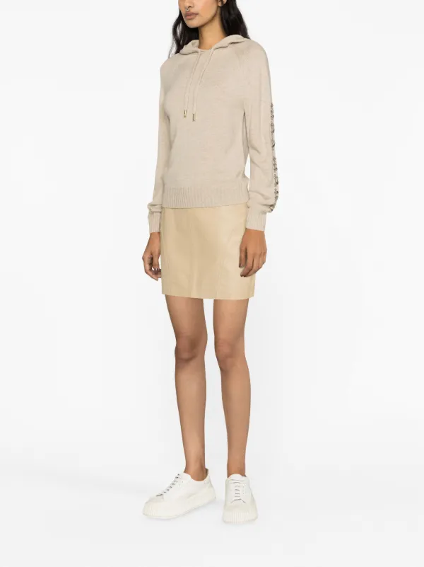 Max Mara ラインストーンロゴ ニットパーカー | ニュートラル