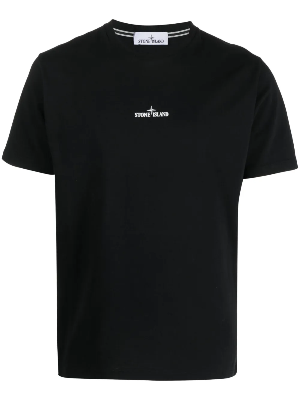 Stone Island Compass Logo-embroidered T-shirt In Nero