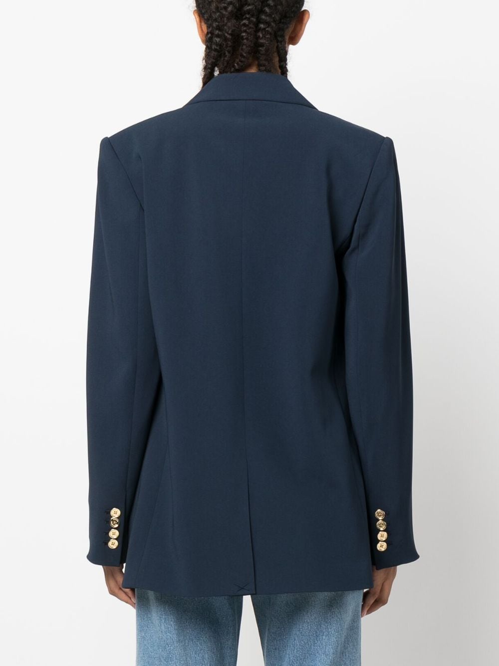 Shop Michael Michael Kors Logo-button Double-breasted Blazer In Blue