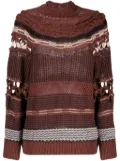 Mame Kurogouchi open-knit high-neck sweatshirt - Brown