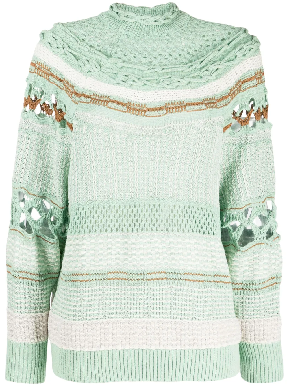 Mame Kurogouchi Open-knit High-neck Sweatshirt In Green