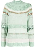 Mame Kurogouchi open-knit high-neck sweatshirt - Green
