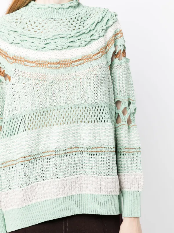 Mame Kurogouchi open-knit high-neck Sweatshirt - Farfetch