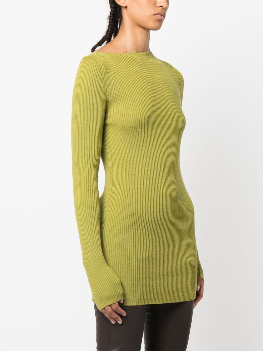Shop Rick Owens Cut-out Ribbed Jumper In Green