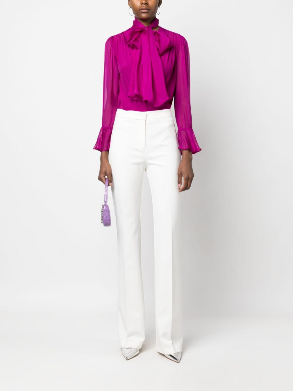 Shop Pinko Attached-scarf Long-sleeve Blouse In Purple
