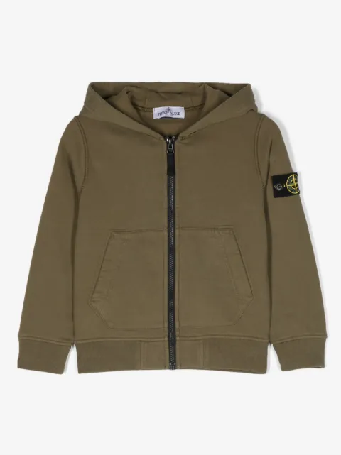 Stone Island Junior cardigan zippé à patch logo