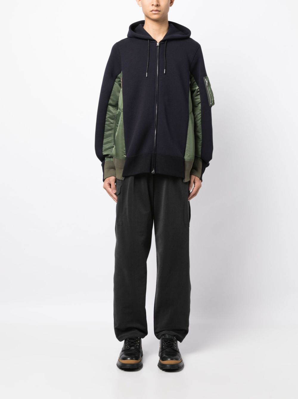 sacai x Sponge Sweat zip-up hoodie - Blauw