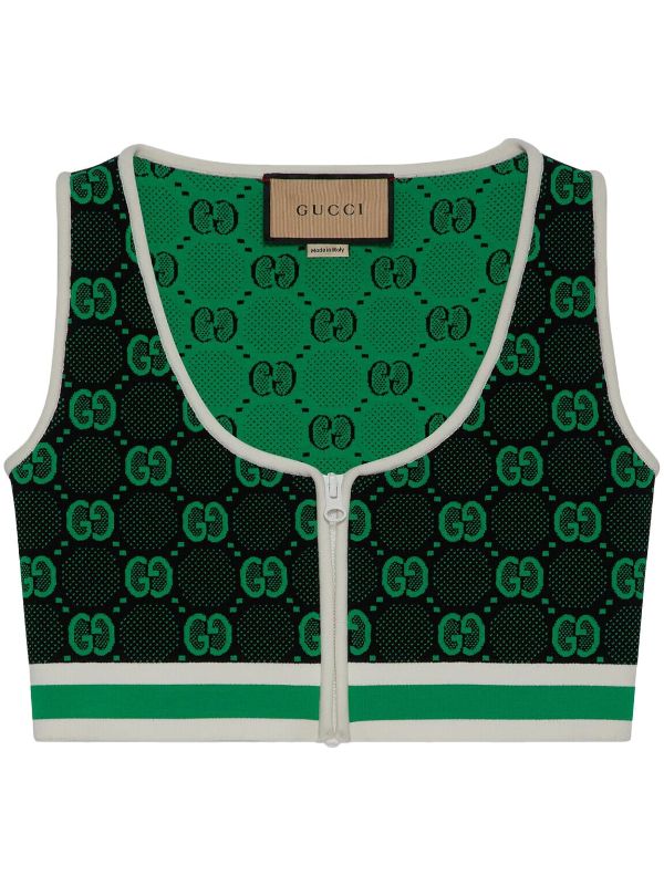 Gucci Double G Logo Jacquard Cropped Top