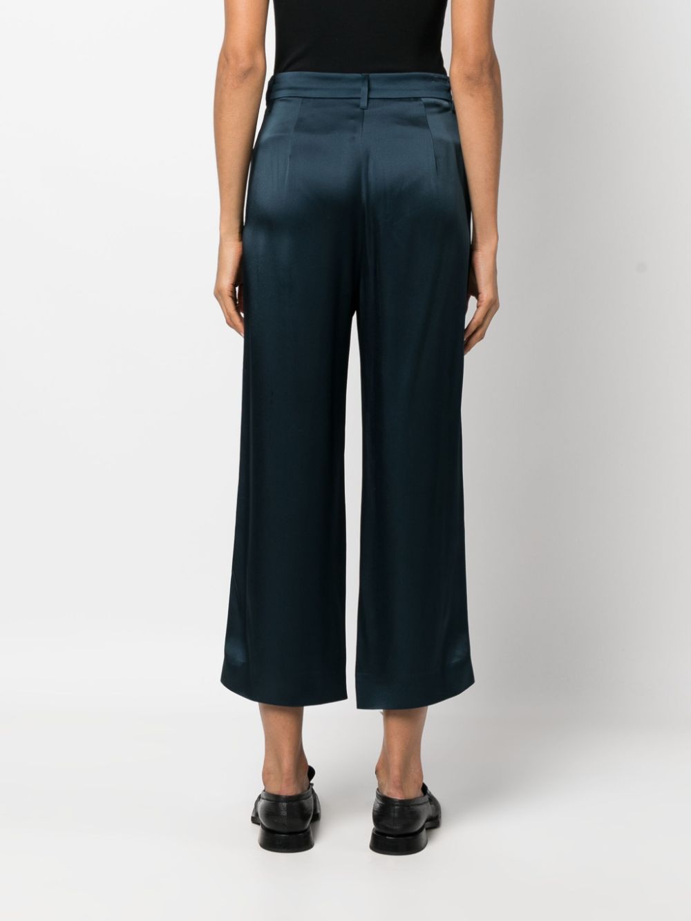 Shop 's Max Mara Cropped Straight-leg Satin Trousers In Blue