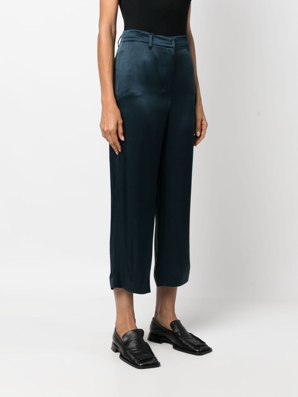 Shop 's Max Mara Cropped Straight-leg Satin Trousers In Blue