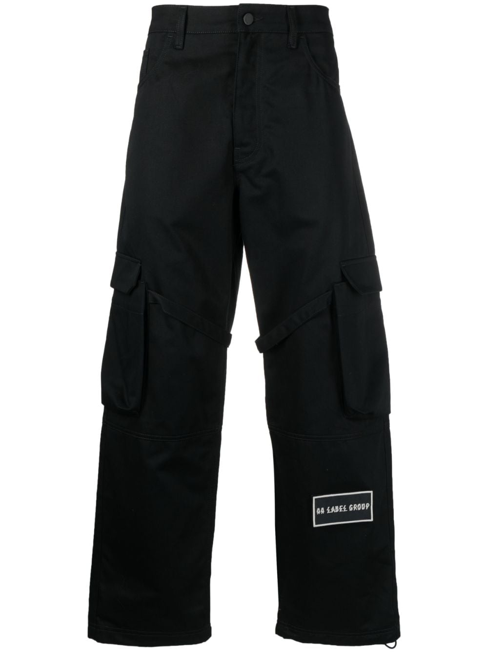 Shop 44 Label Group Logo-patch Cotton Cargo Pants In Black