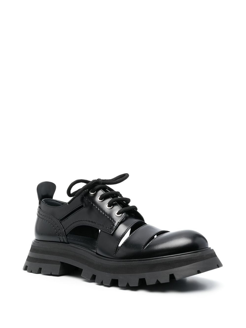 Alexander McQueen cut-out leather Oxford shoes - Zwart