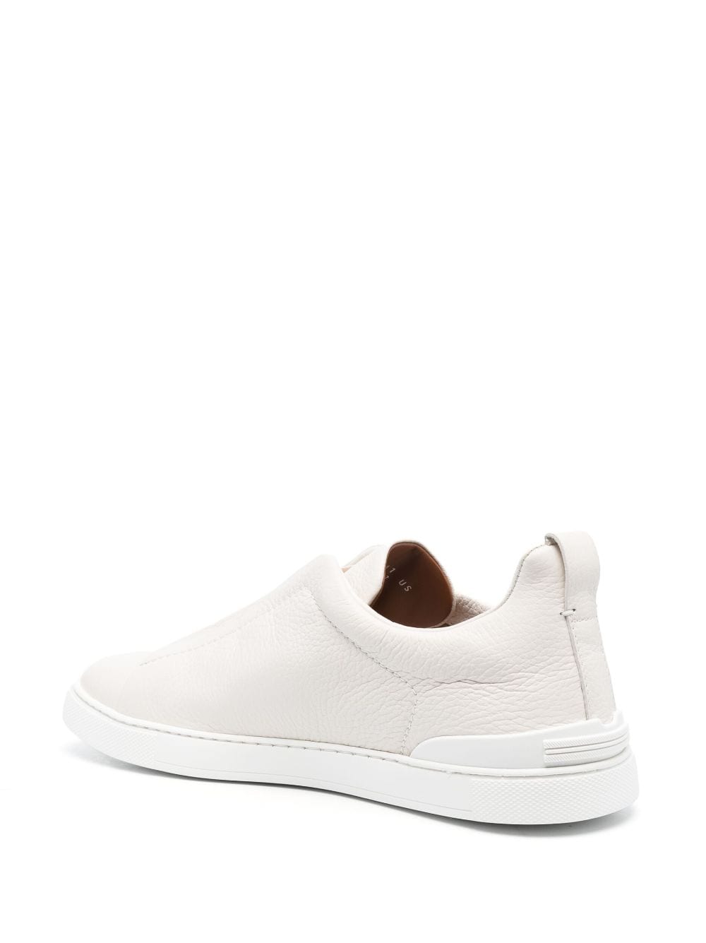 Shop Zegna Grained-leather Low-top Sneakers In Neutrals