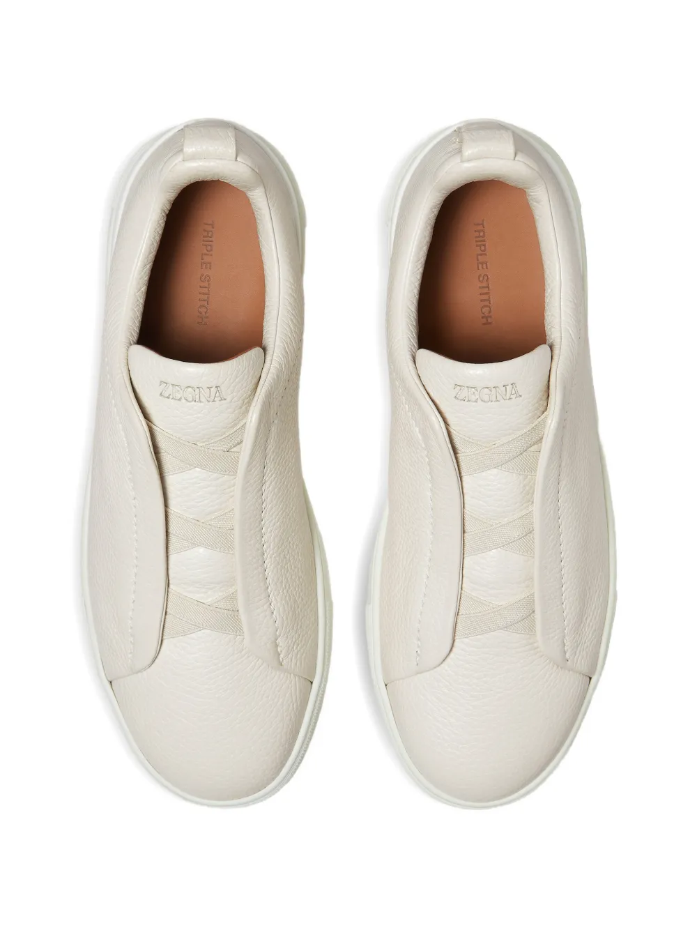 Zegna Triple Stitch sneakers met ronde neus Beige