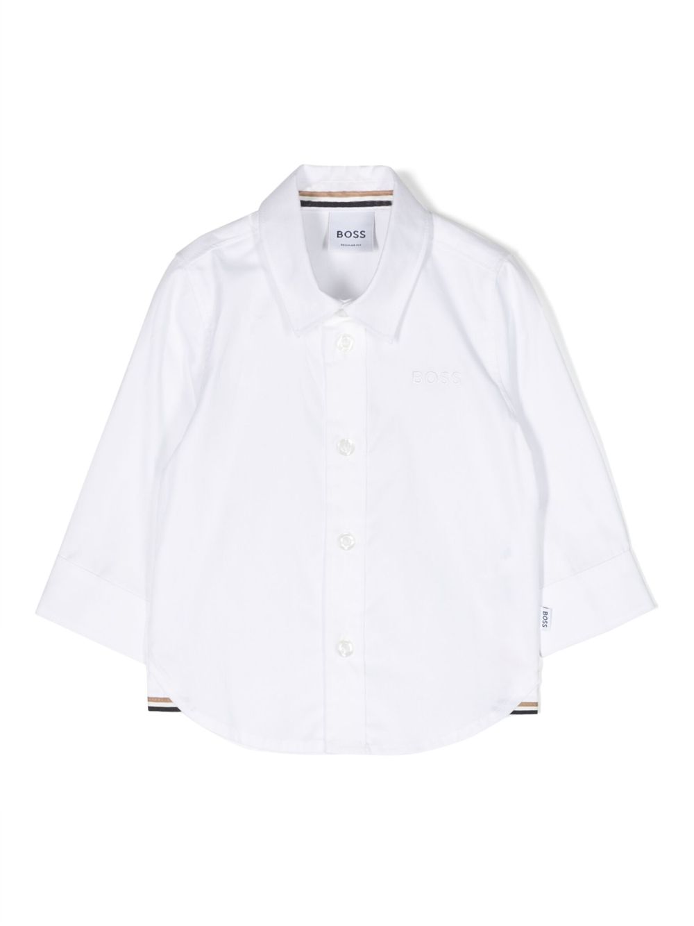 BOSS Kidswear logo-embroidered cotton shirt - White