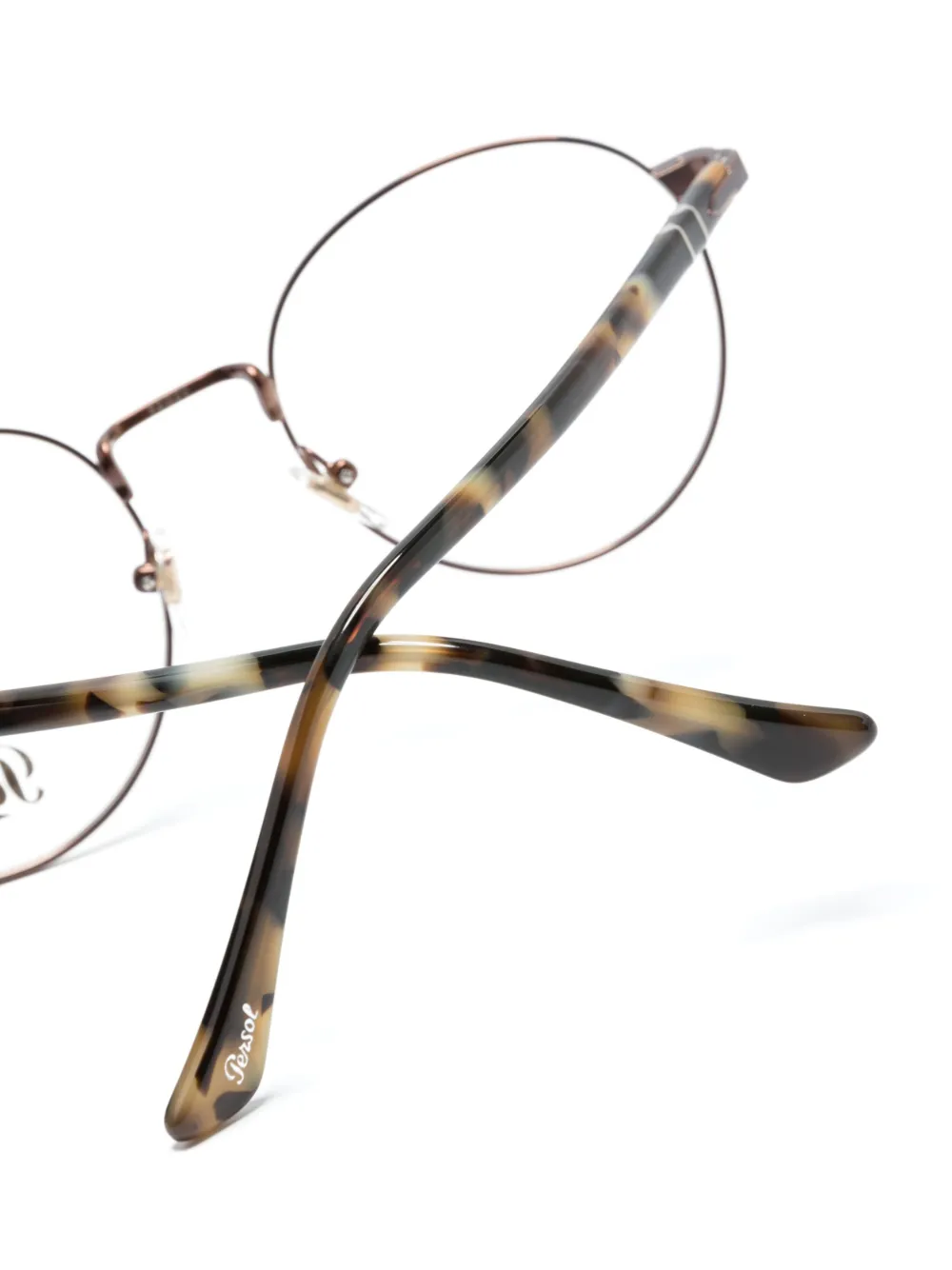 Persol Bril met rond montuur Bruin