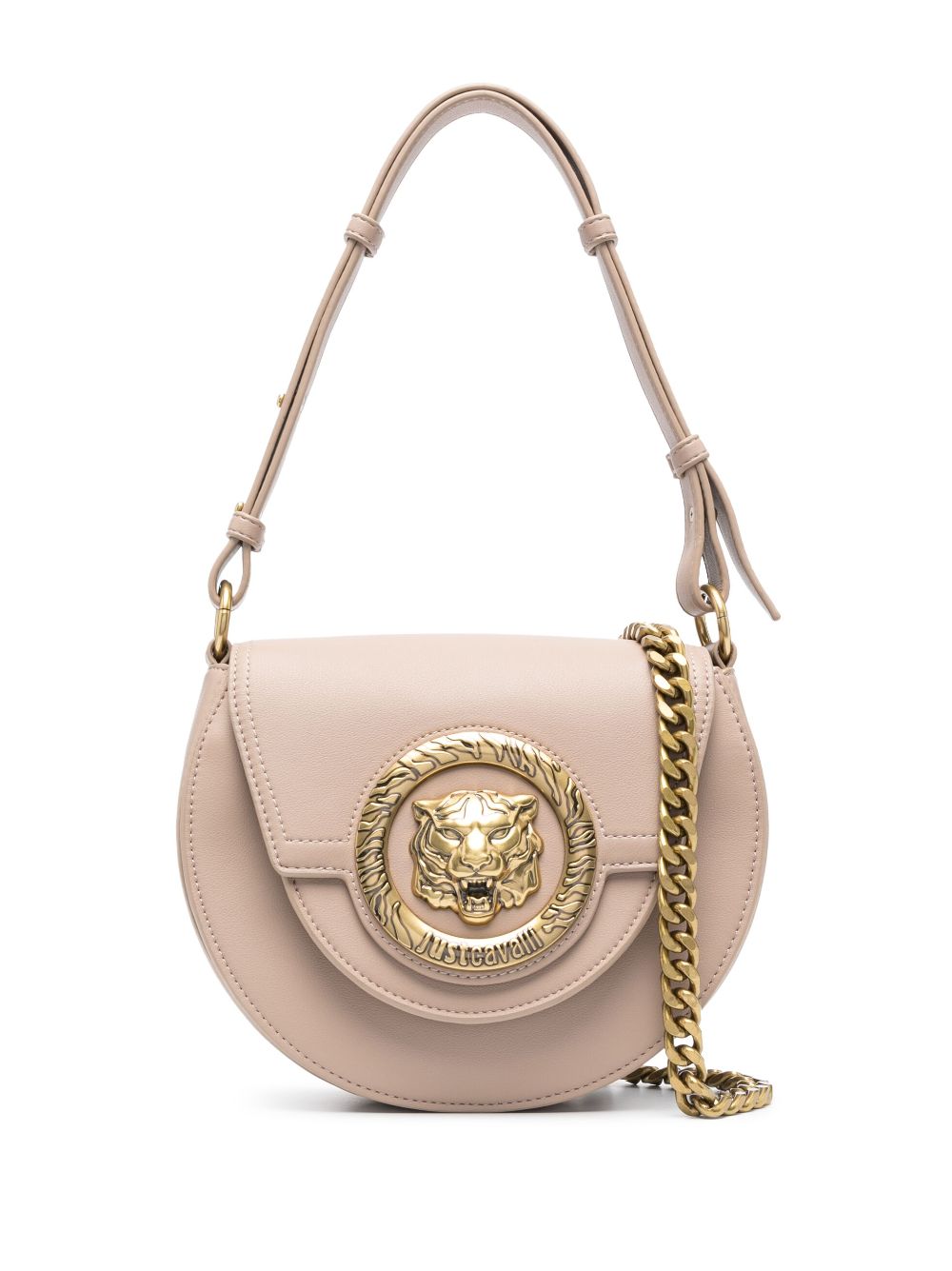 Just Cavalli Gold-tone Logo-plaque Shoulder Bag In Neutrals