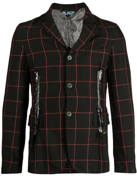 Black Comme Des Garcons check-pattern notched-lapels blazer Men