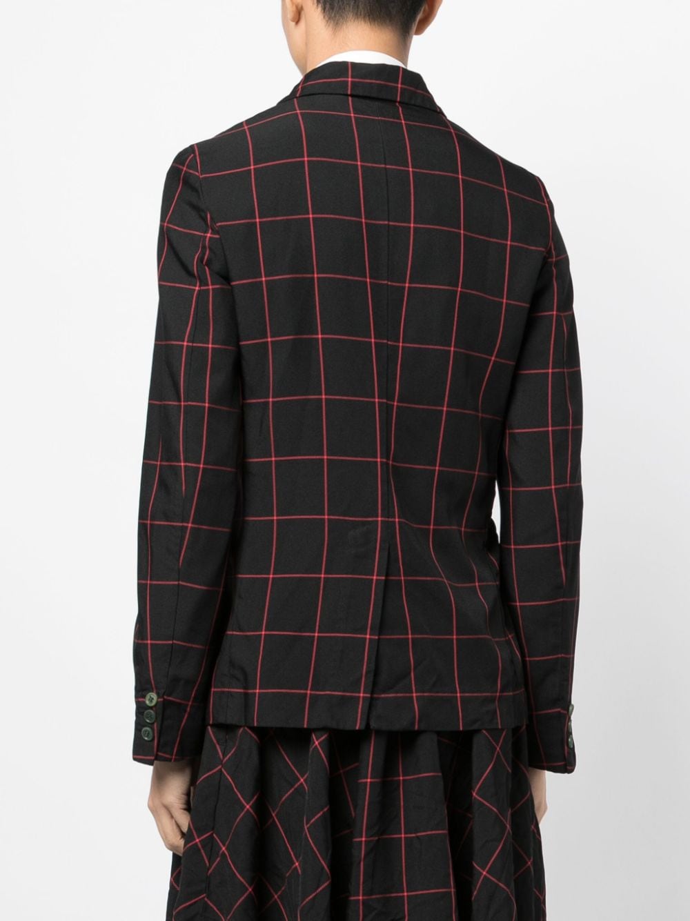 Shop Black Comme Des Garçons Check-pattern Notched-lapels Blazer In Black