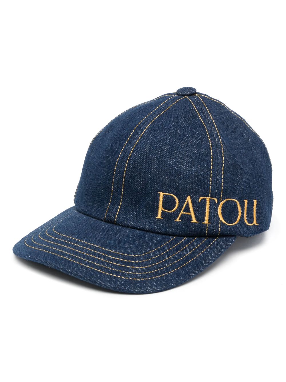 Shop Patou Logo-embroidered Denim Cap In Blue