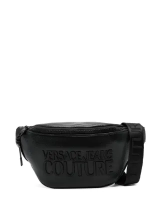 Versace Jeans Couture logo-lettering Grained Belt Bag | Black