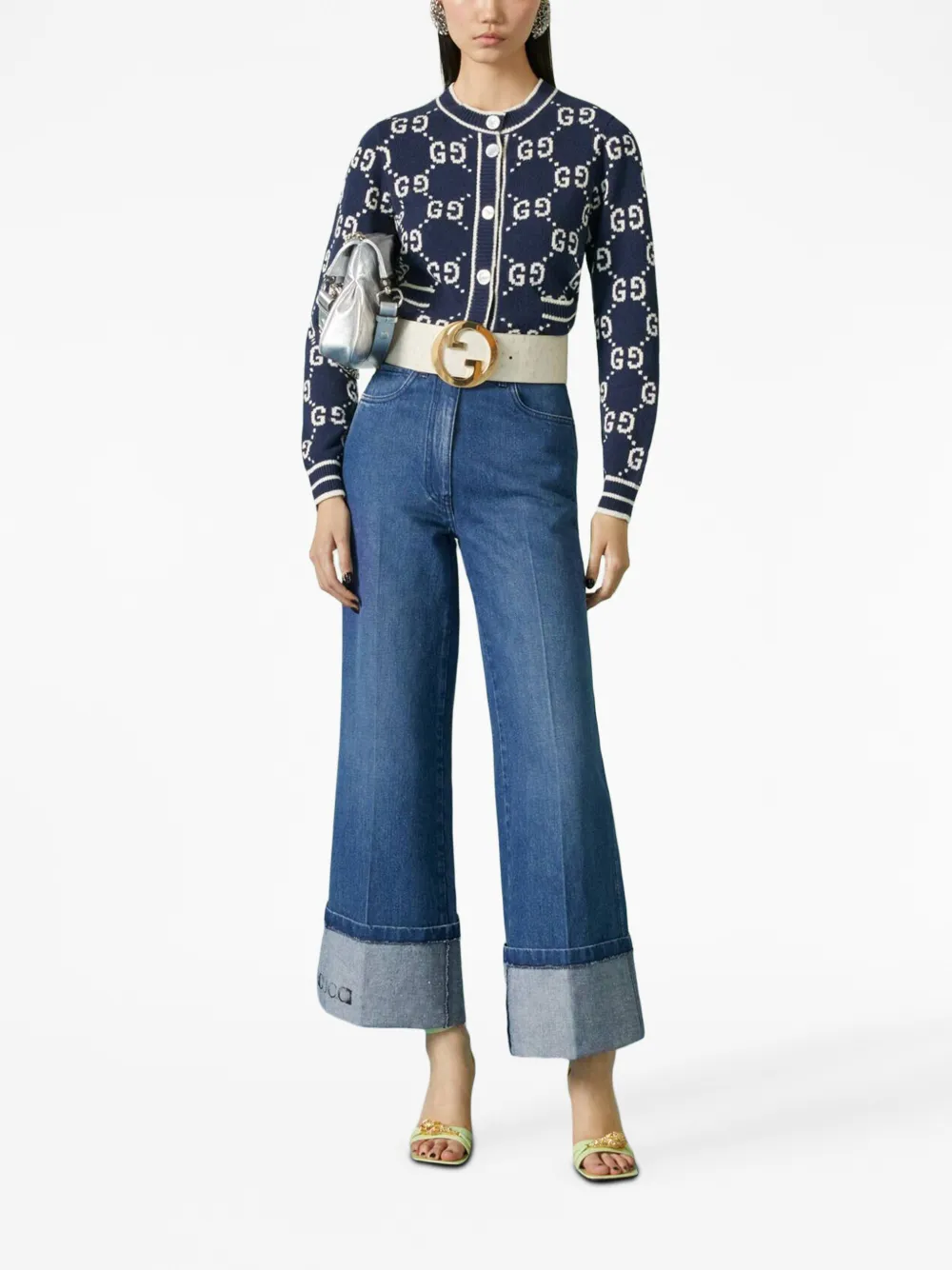Gucci Double G logo jacquard cardigan - Blauw