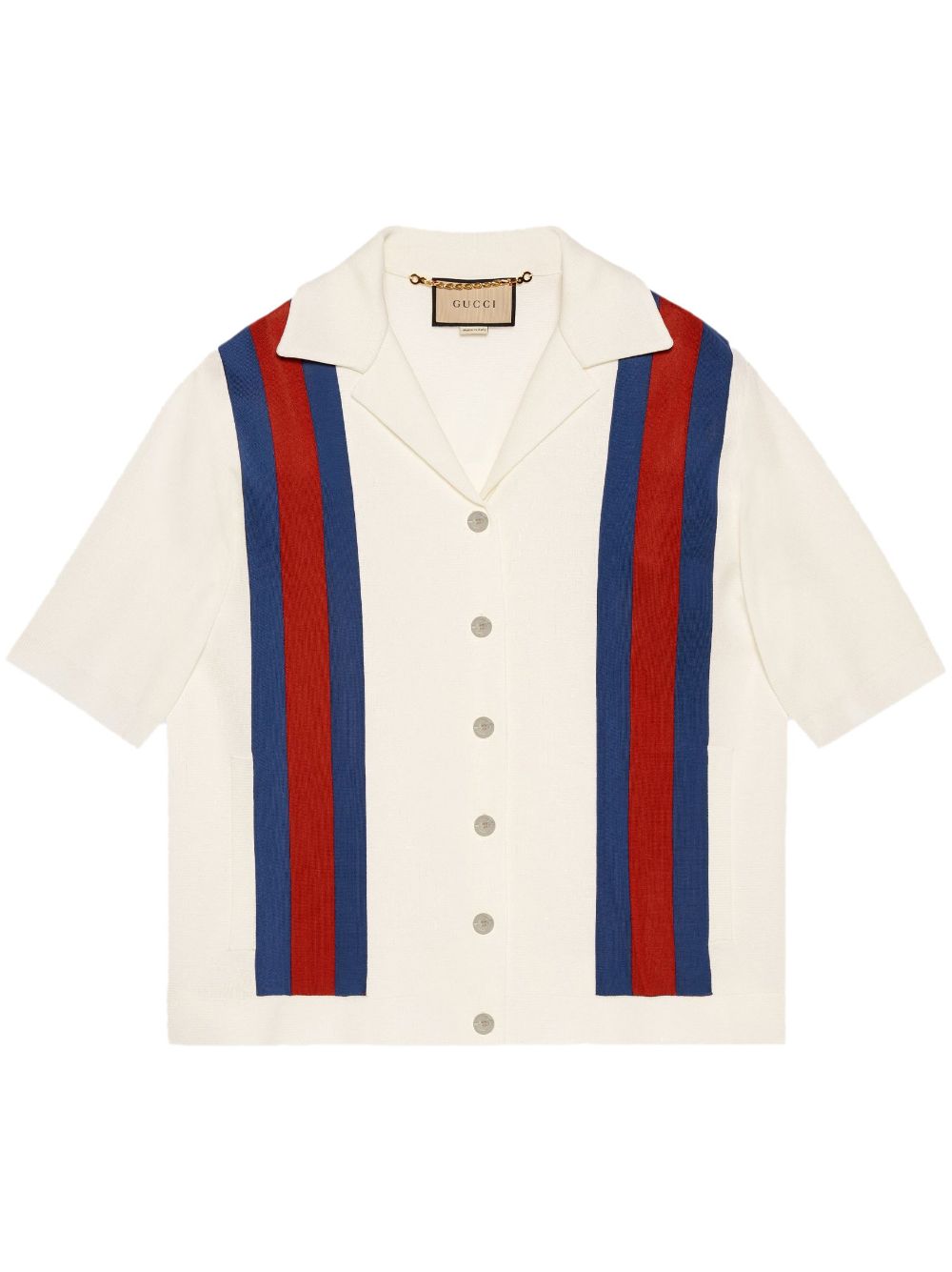 Gucci Web-stripe Short-sleeve Shirt In Weiss