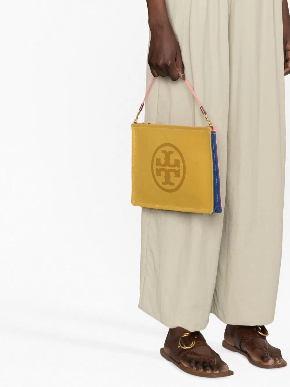 Tory Burch Ella Colourblock Canvas Pouch In Gelb ModeSens