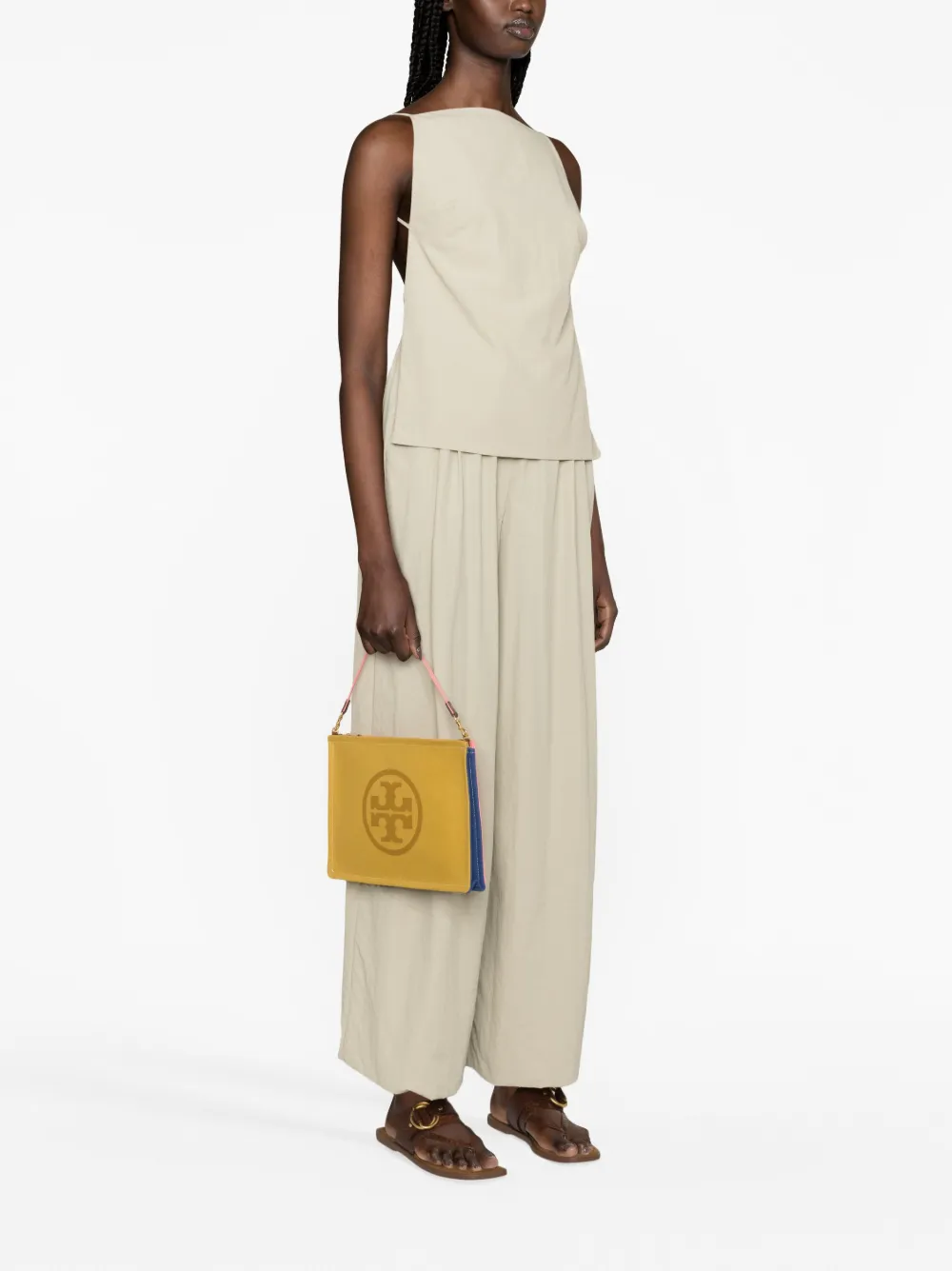 Tory Burch Ella buidel met colourblocking - Geel