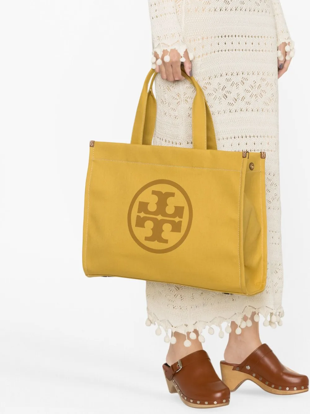 Shop Tory Burch Logo-motif Tote In Yellow