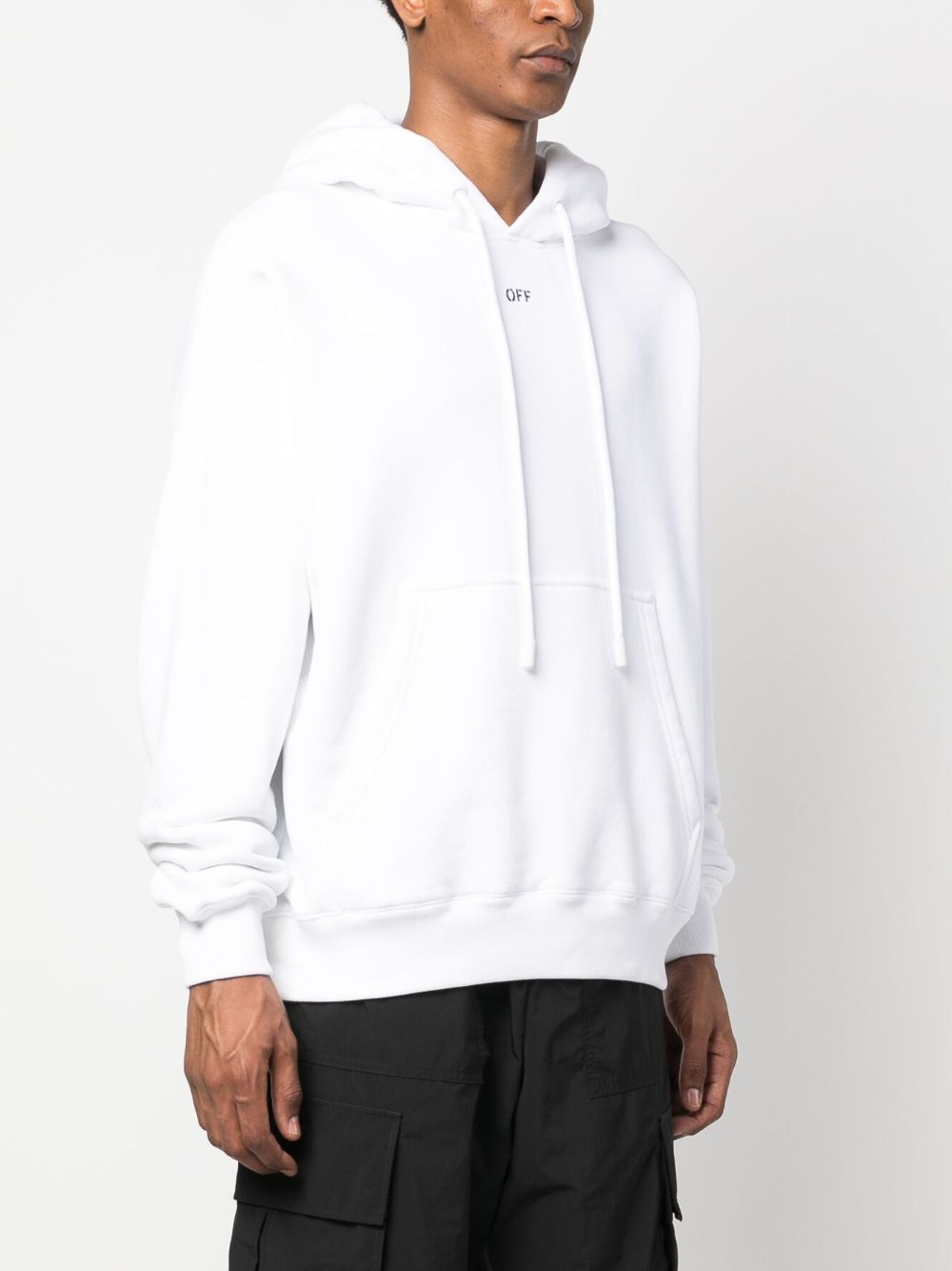 Shop Off-white Logo-print Cotton Hoodie In White