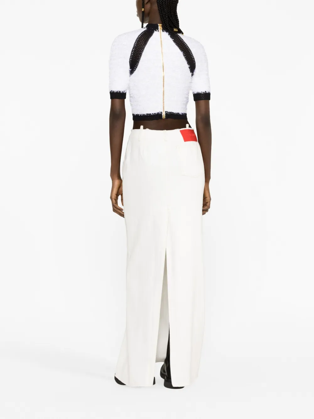  Balmain Button-embellished Tweed Crop Top - White 
