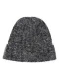 Saint Laurent logo-plaque knitted beanie - Grey